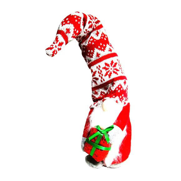 Santa Gnome Plush Red Carrying Present Tall Wired Hat Weighted 18 Inches - Picture 1 of 2